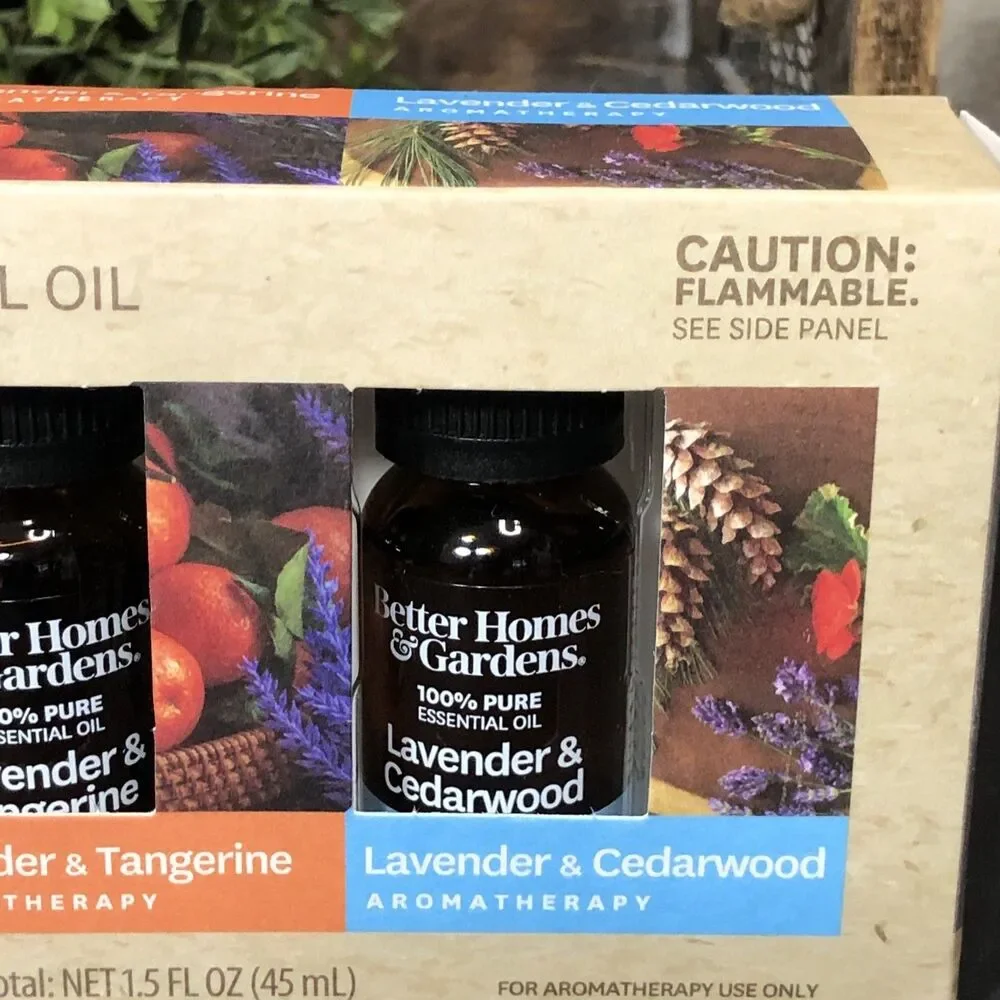 Better Homes & Gardens 3 Pack Pure Essential Oil Lavender Tangerine Cedarwood
